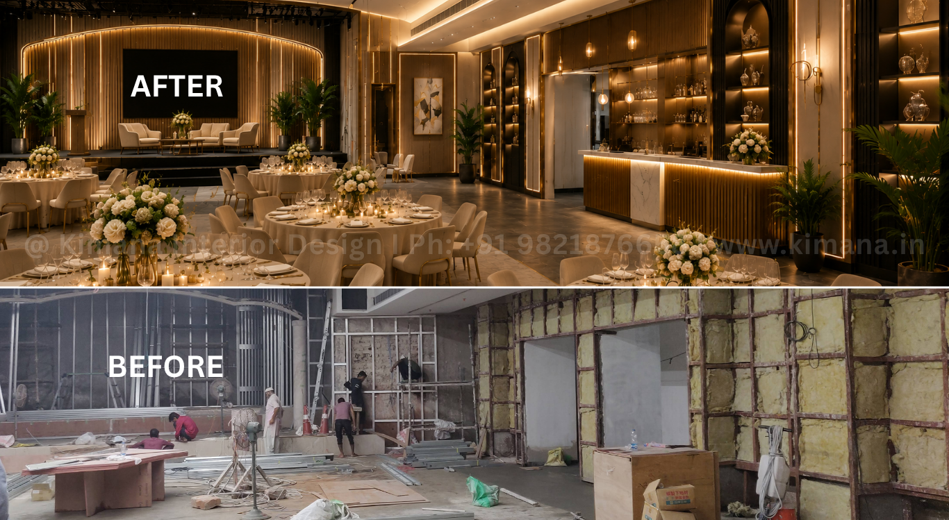 Banquet hall renovation before and after interior design project in Jamshedpur