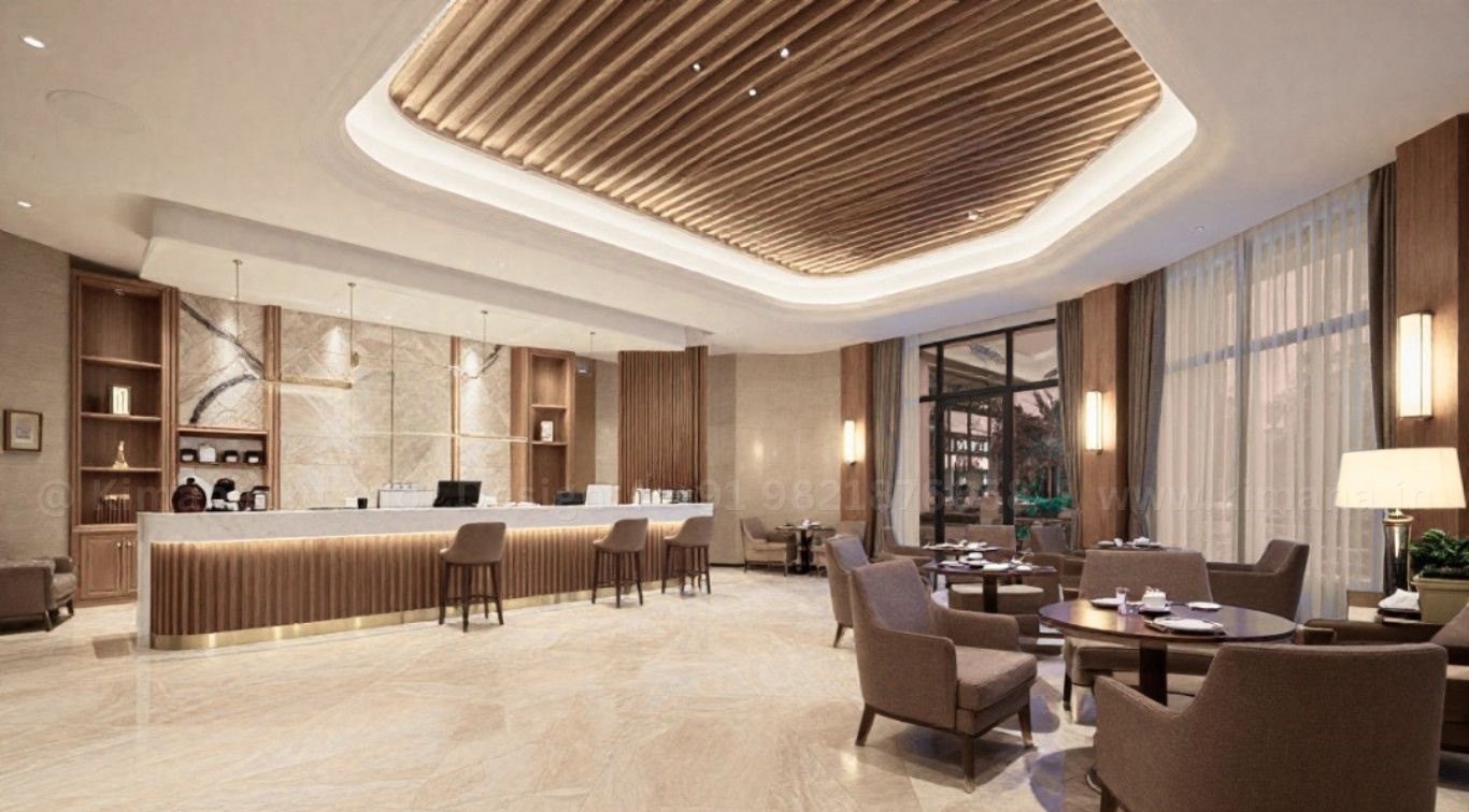 Luxury hotel interior design lobby with premium hospitality lighting and elegant seating