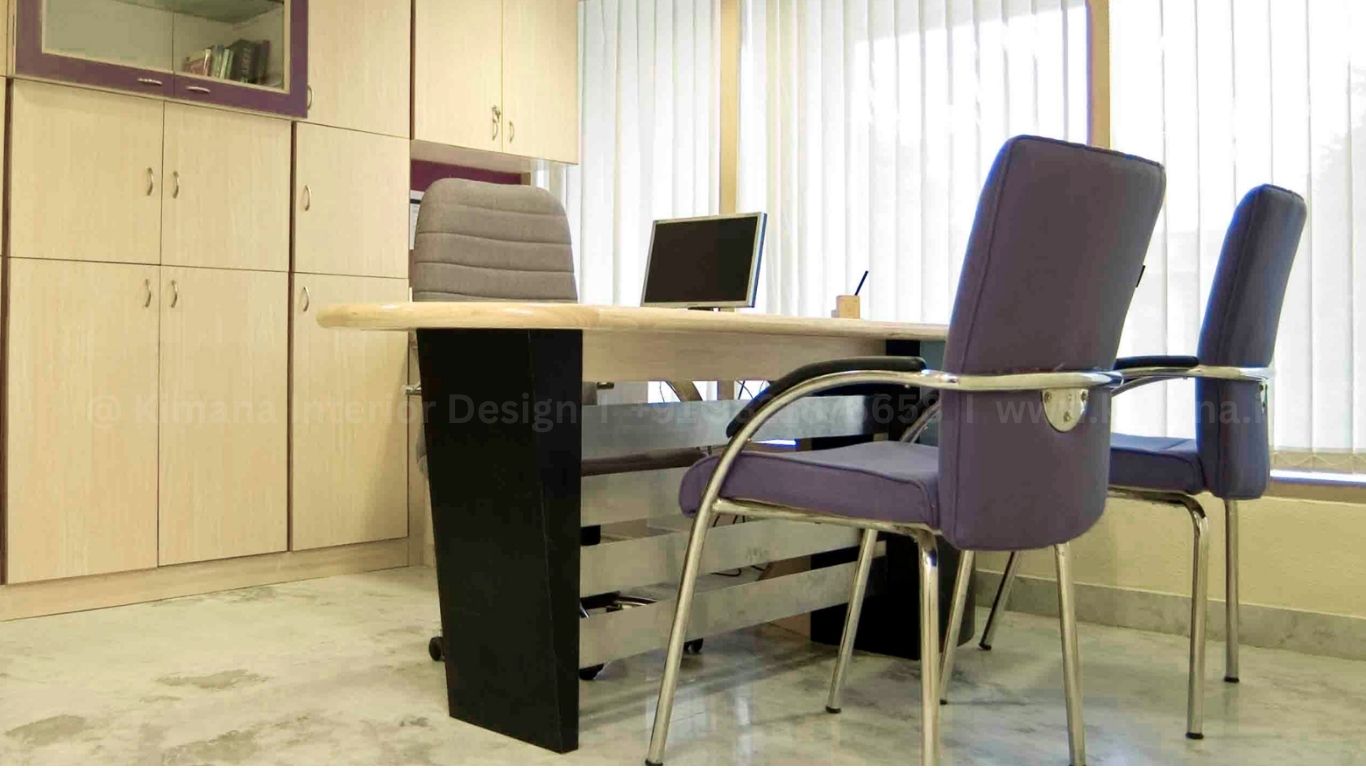 Modern office cabin interior design with premium executive workspace planning