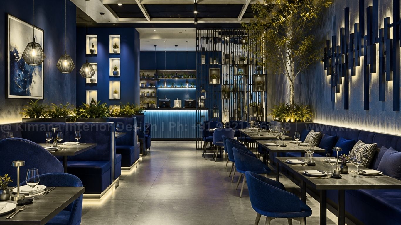 Restaurant décor and styling with premium finishes creative wall design and elegant