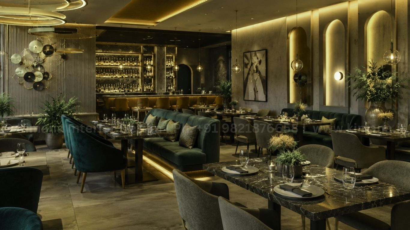 Restaurant interior lighting design creating warm ambiance and premium customer experience