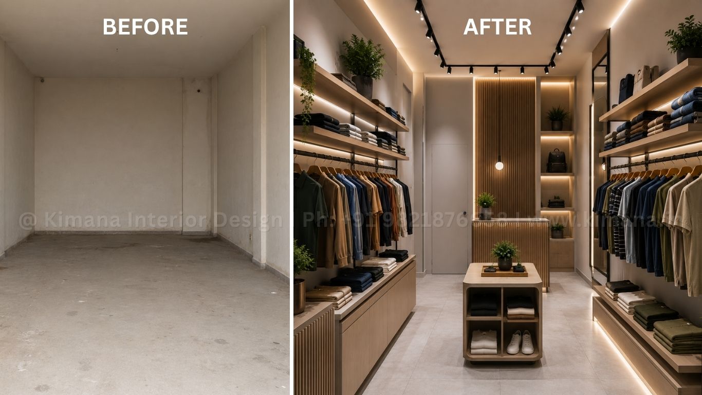 Retail store interior design with strategic product display and modern customer flow planning