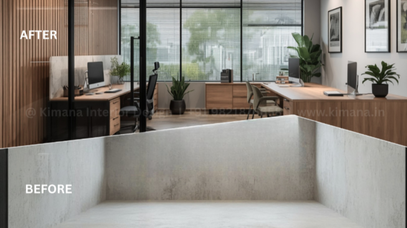 Creative small office interior design with smart space optimization and modern aesthetics